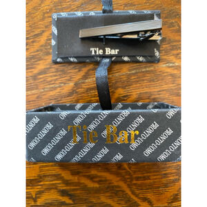 Men's Pronto Uomo Tie Bar, Black & Silver